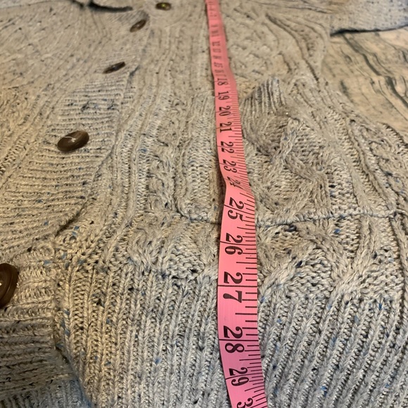 SO Knit Sweater Hoodie Oatmeal Pockets Belt Cardigan Buttons XL Duster Casual - Picture 13 of 14